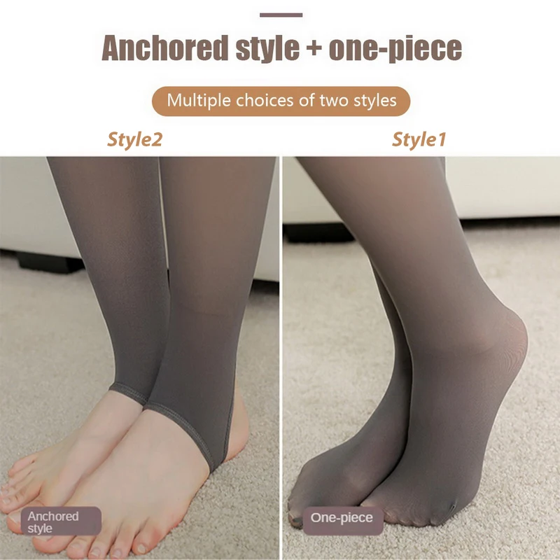 Women\'s Fleece Tights Warm Insulated Pantyhose Sexy Translucent Stockings High Elastic Leggings Underwear Winter Thermal Tights