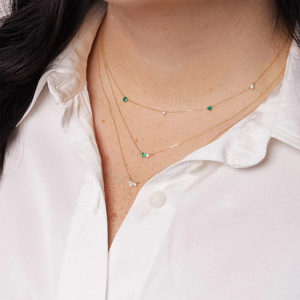 925 Sterling Silver Chain Necklaces Personality Double Color Shiny Zircon Pendant Necklace for Lovers' Wedding Jewerly