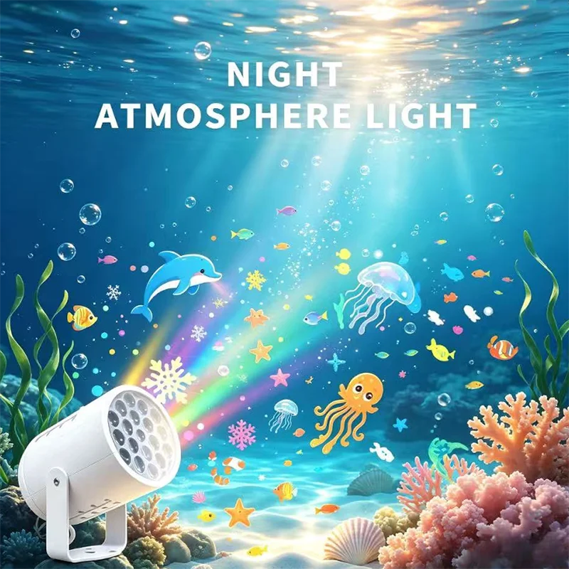 Rotating Dancing Colorful Ocean World Projector Lamp, LED Kids Light for Bedroom Living Room Holiday Decor