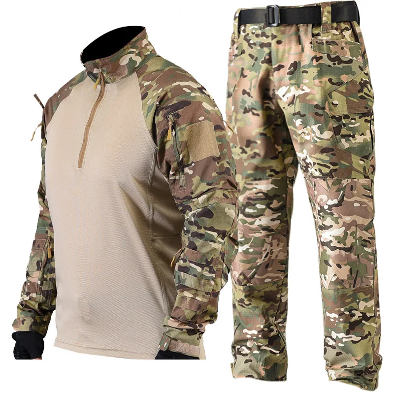 Mens New Frog Suit Set Long Sleeve Combat Camouflage Tactical Military Outdoor Hunting Gear