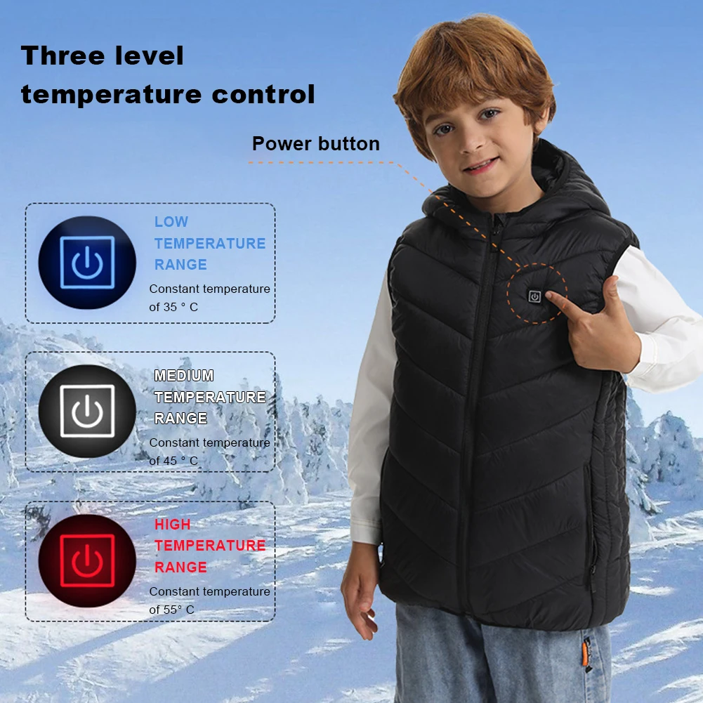 10 Zones Electric Heated Jackets USB Heating Vest Thermal Winter Warm Jacket for Kids Boys Girls