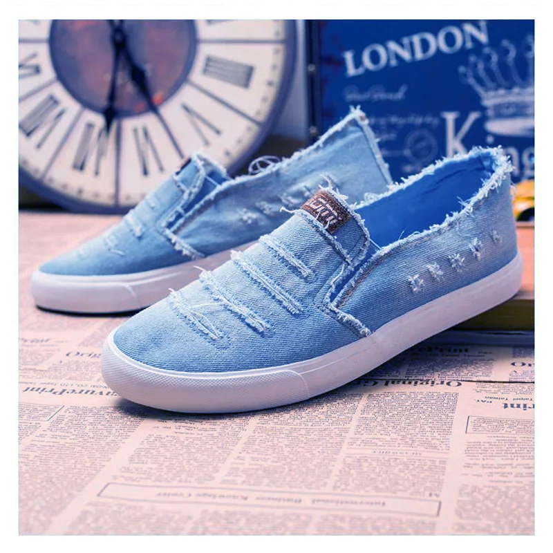 Spring Summer Canvas Shoes Men Fashion Denim Shoes Slip-on Mens Casual Shoes Hot Sale Ins Cool Shoes Male Loafers