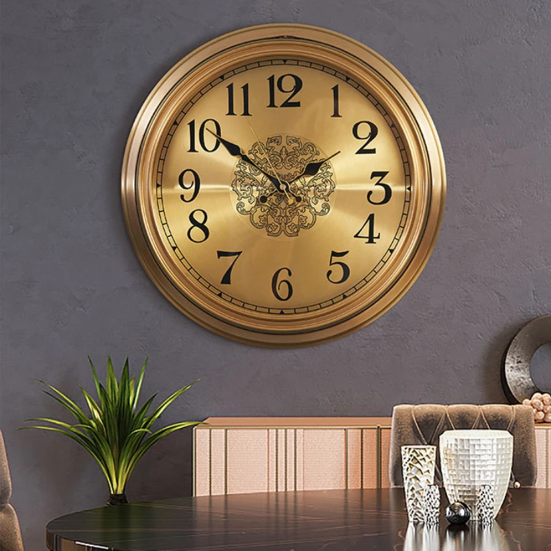 Wall Clocks Metal Gold Silent Large Luxury Wall Watches Home Decor Copper Creative Modern Wall Clock Living Room Bedroom Gift