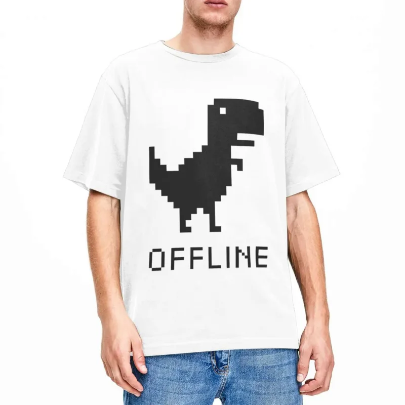 Men Women's T-Shirt T-rex Dinosaur No Internet T-Shirts Novelty offline game Summer Tee Shirt Y2K Funny Print Cotton Clothing