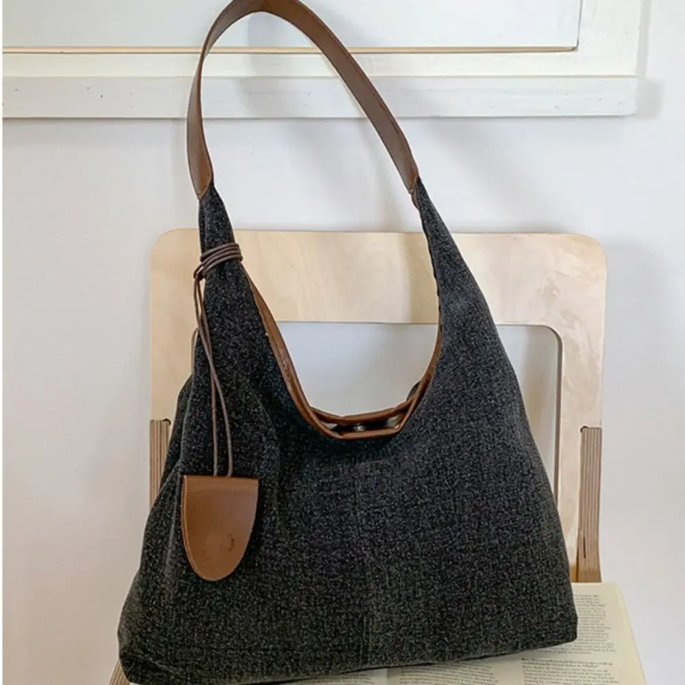 

Leisure Korean Style Denim Tote Bag Cowboy Harajuku Canvas Shoulder Bag Lightweight Large Capacity Commuting Underarm Bag Outing