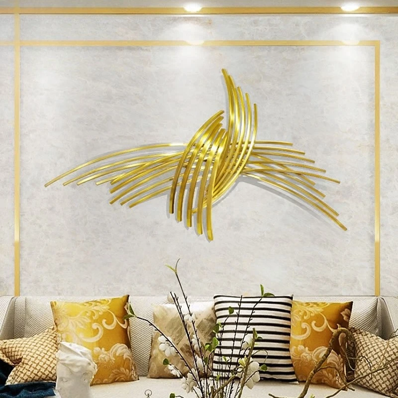 Simple modern living room wall cold moon metal pendant, entrance background wall decoration hotel hanging