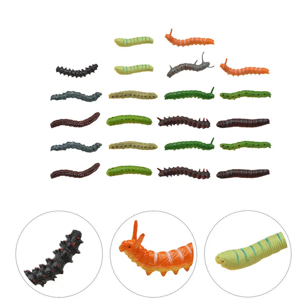

22Pcs Artificial Caterpillars Realistic Halloween Scary Prank Supplies Simulation Caterpillars Plastic