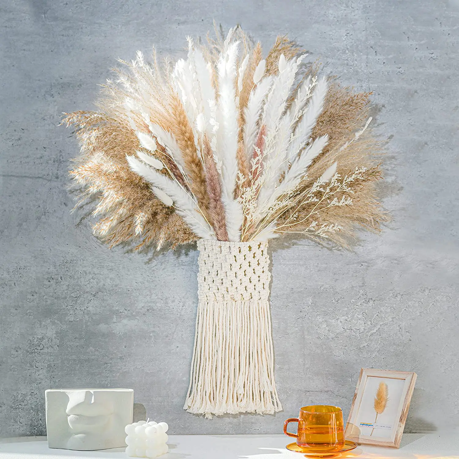 

80 Pieces Fluffy Pampas Bouquet Boho Table Farmhouse Party Home Decor Mother's Day Thanksgiving Wedding Birthday Arrangements