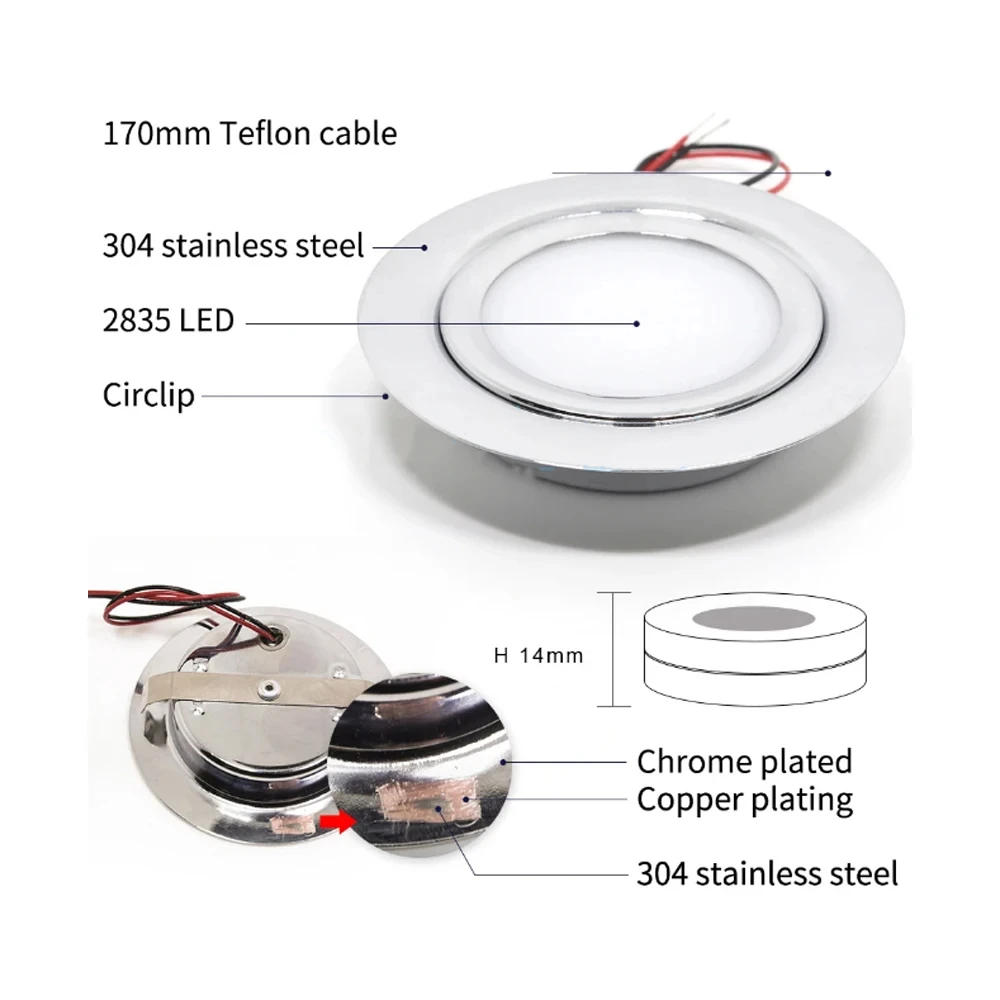 Imagem -03 - Alumínio Embutido Led Downlight 12v Teto Spot Light para Motorhome Barco Caravana Cozinha Interior Banheiro Lâmpada Impermeável Ip65