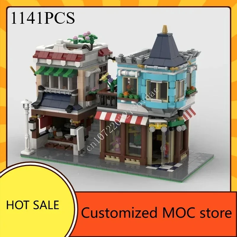 

Toy Shop and Noodle Shop Corner MOC streetview DIYAssembly Puzzles CityArchitecture Creative Christmas Birthday Gift for Kid Age