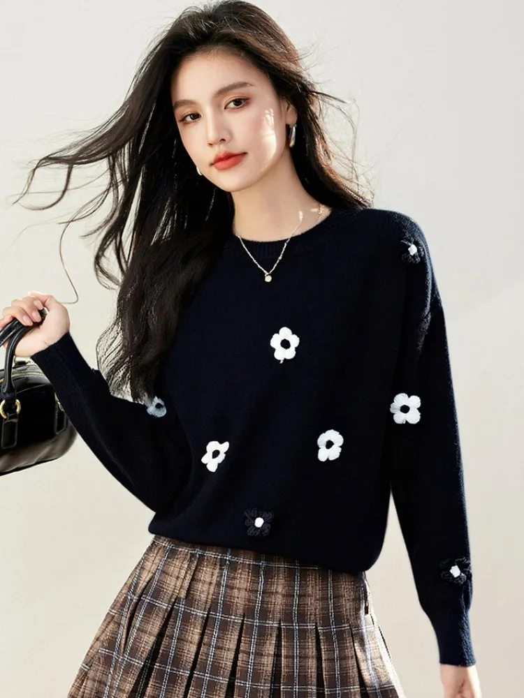 

Уникальный супер красивый женский трикотаж, ленивый базовый слой, топ, осень-зима 2022, новый высококачественный свободный крой, длинный све, круглый Ne