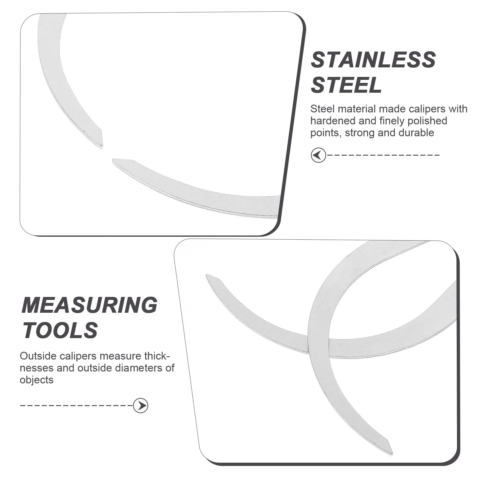 

3pcs Steel Outside Caliper Hardened Polished Tips For Measuring Thickness Diameters Metal Ceramic Sculpture Modeling Tools