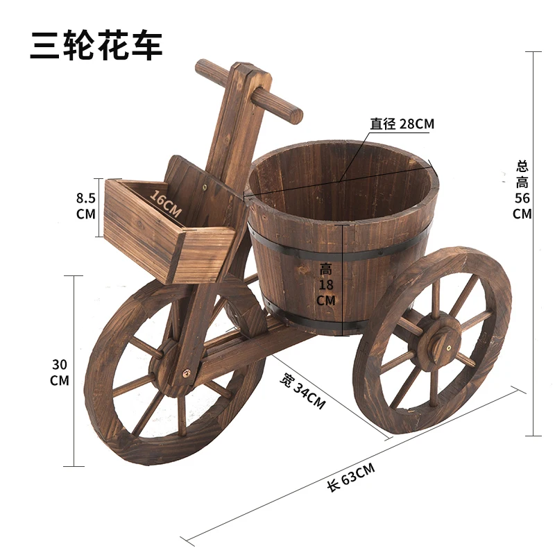 Outdoor balcony solid wood flower box carbonized multi-layer wooden flower pot frame anti-corrosion wood garden decoration