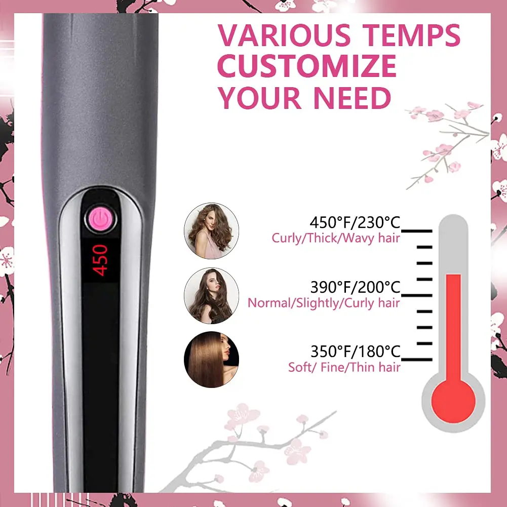 Fer à lisser professionnel LCD, brosse, outils pour cheveux, peigne à lisser, support de peigne, lisseur et bigoudi pour cheveux secs