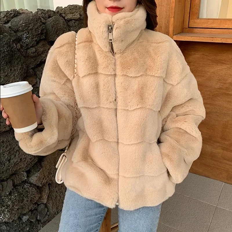  Fashion Faux Fur Coat Mink Fur Teddy Coat Warm Jacket for Women Fur Coats for Women Winterwear Solid Women's Winter Jacket