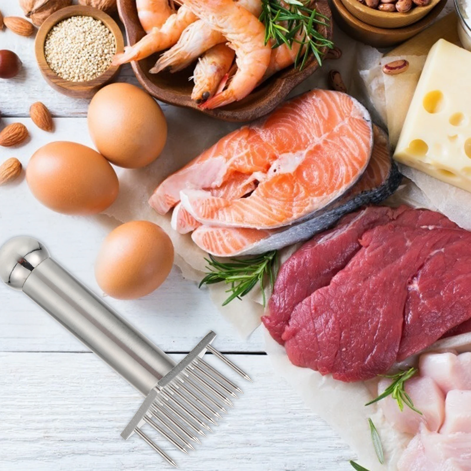 

Stainless Steel Hole Plug Multi-purpose Meat Tool Needle Tenderizer Mallet Needles Blender
