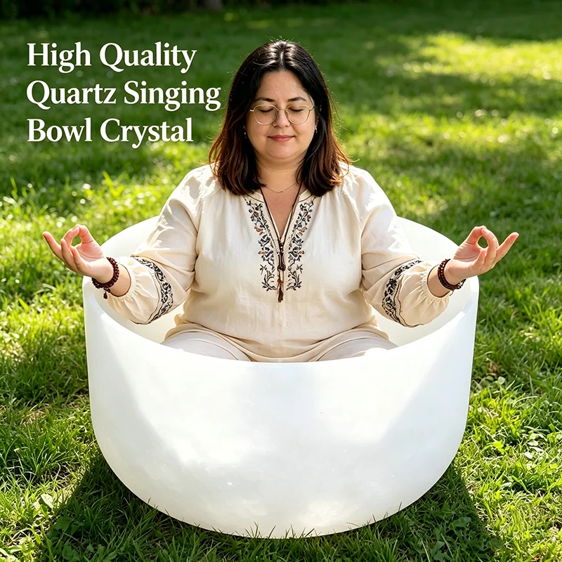 Super Large White Quartz 36-Inch Sound Therapy Instrument Crystal Singing Bowl for Meditation Therapy
