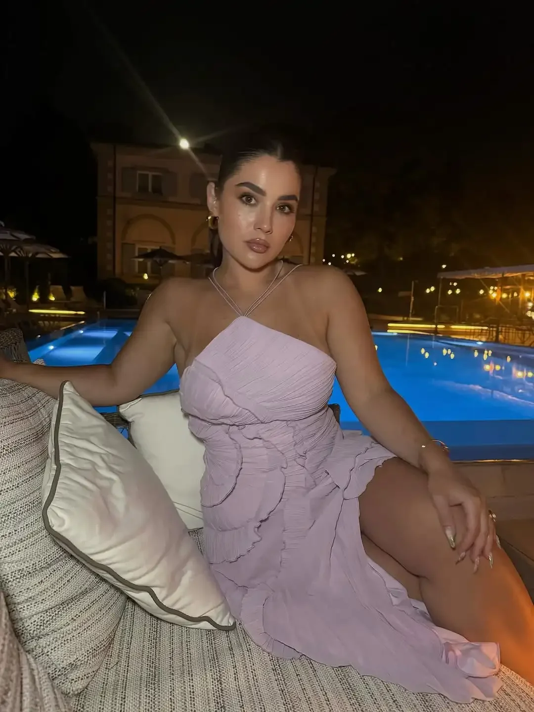 Fioletowe sukienki na studniówkę typu halter, linia A, z falbanami, warstwowe, bez pleców, sukienki imprezowe, letnie, nowe, wakacyjne, szyfonowe, długie suknie wieczorowe 2025