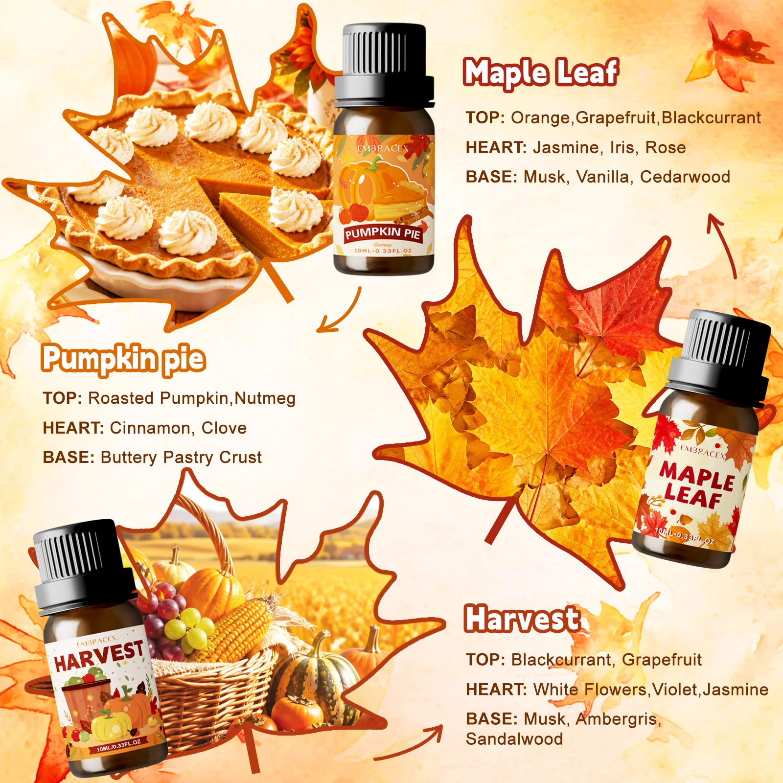 10ml Harvest Fragrance Oil Suitable for Car Air Freshener, Diffuser, Candle Making, Autumn Gift