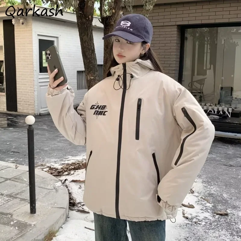 

American Jackets Women Hooded Letter Printed Vintage Cargo Outwear High Street Autumn Fashion Cool Girls Ulzzang Hip Hop Ins