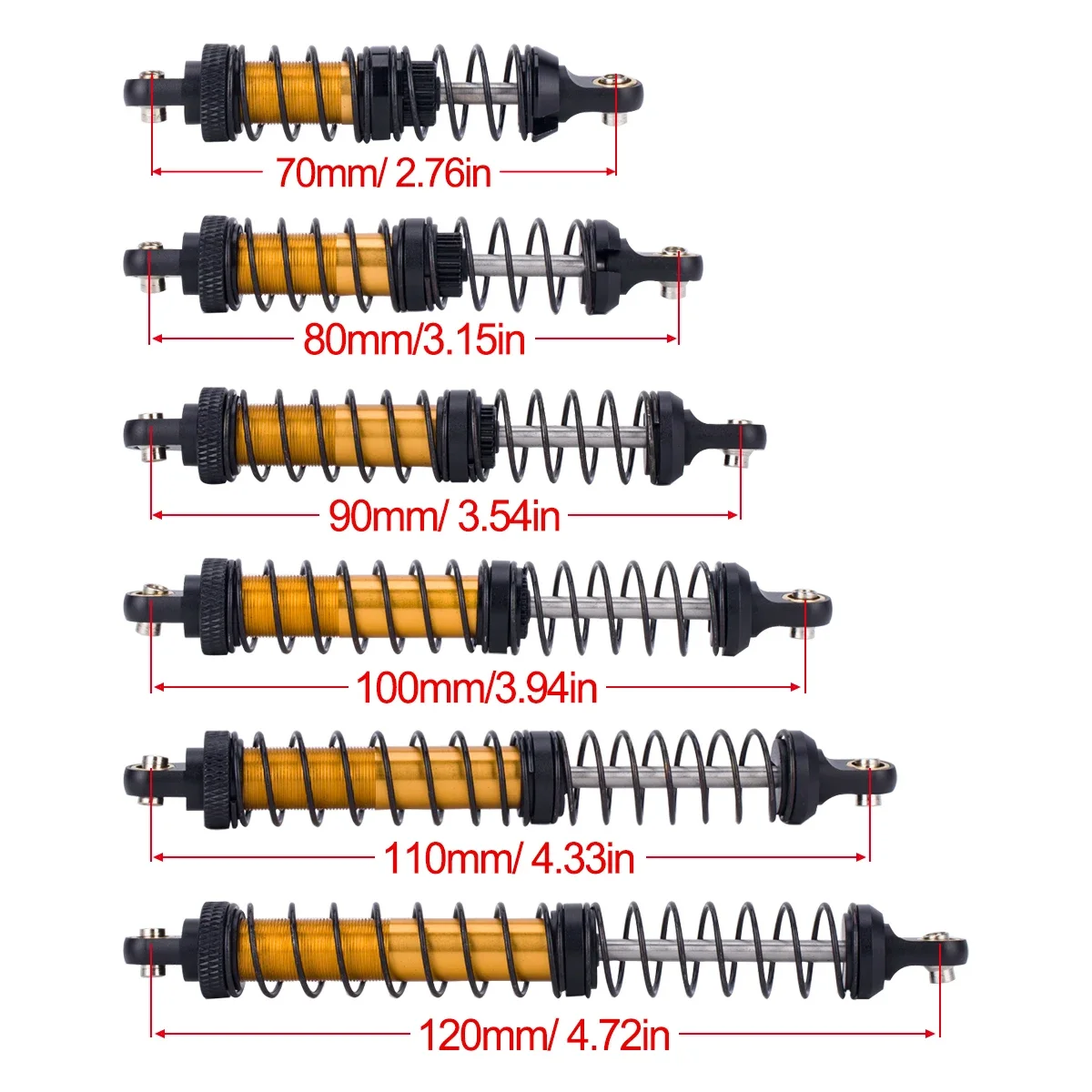 70 مللي متر-120 مللي متر ممتص الصدمات المعدني النفط المثبط ل 1/10 RC الزاحف سيارات (SCX10 ، TRX4 ، TRX6 ، 90046 ، AXI03007 أجزاء التعليق)