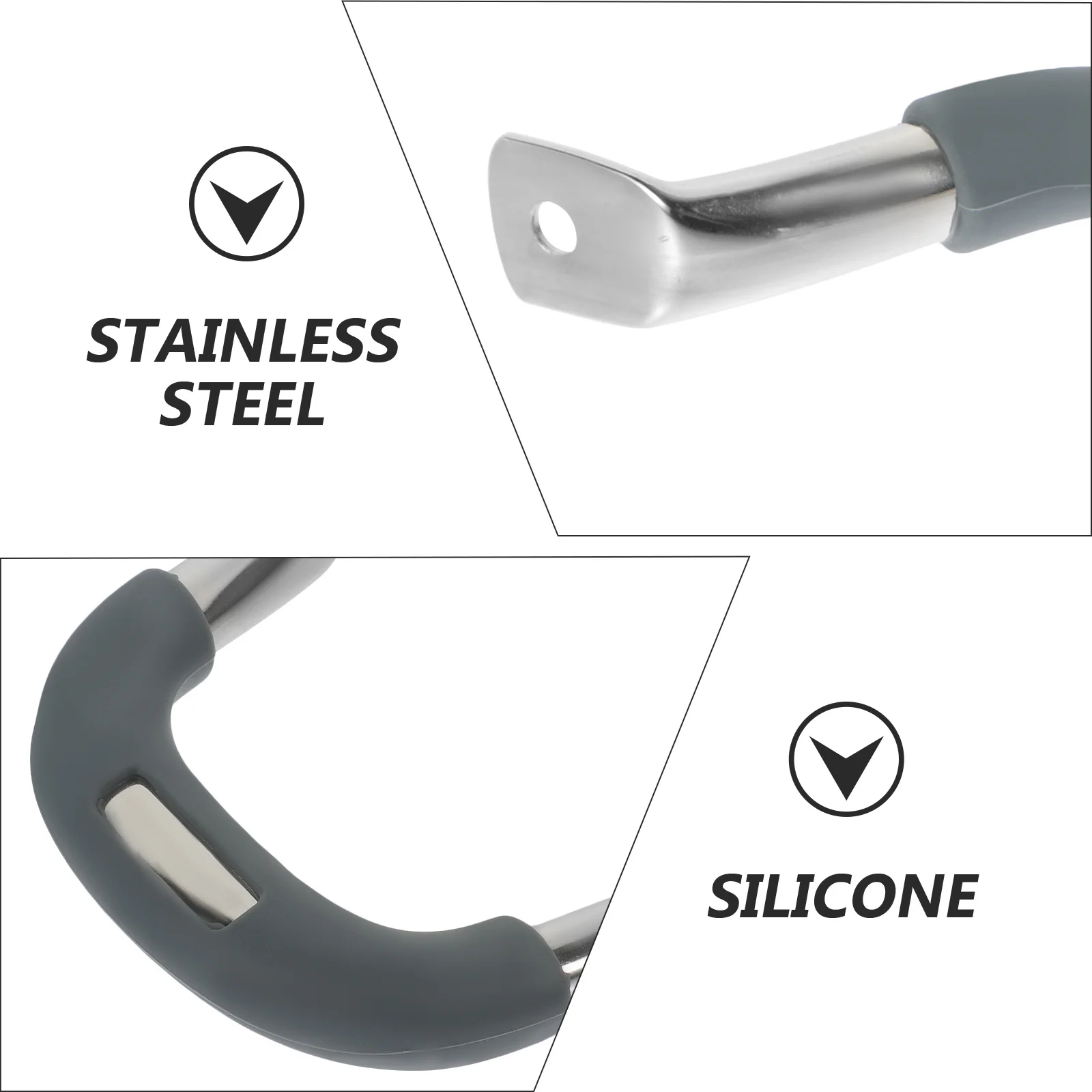 

1pc Side Stainless Steel Silicone Removable Pan Replacement Handle Anti-Scald Comfortable Grip Kitchen Gadget Steaming Pot Part