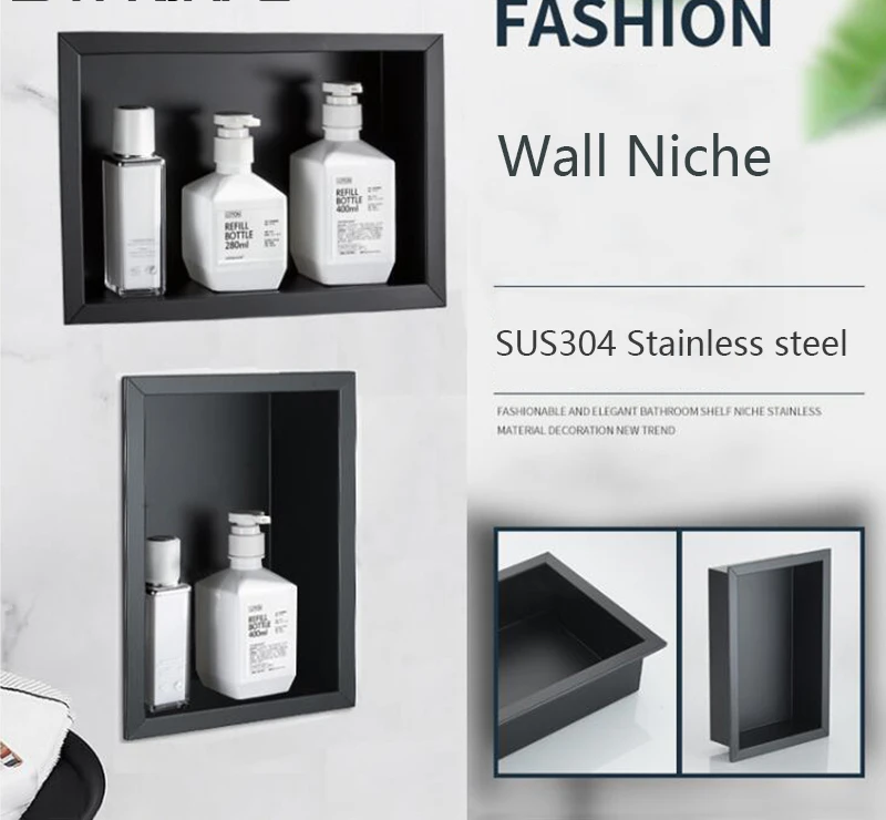 

lRecessed Box Hotel Recessed Black Shower Niche Shower Shelf선반 shelf bathroom accessories repisas pared선반 shelf