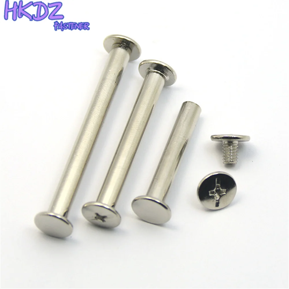 Rivets Hollow Rivets Head M5 Brass Double Hollow Rivets Book Screws Chicago Screws Nickel Plated Steel M5 Length 6mm ~ 100mm