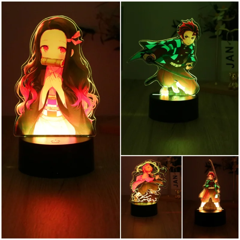 3D Lamp Anime Figures LED Night Light Tanjiro Nezuko With Remote Control 16 Colors Room Decor Lamps Birthday Christmas Gifts