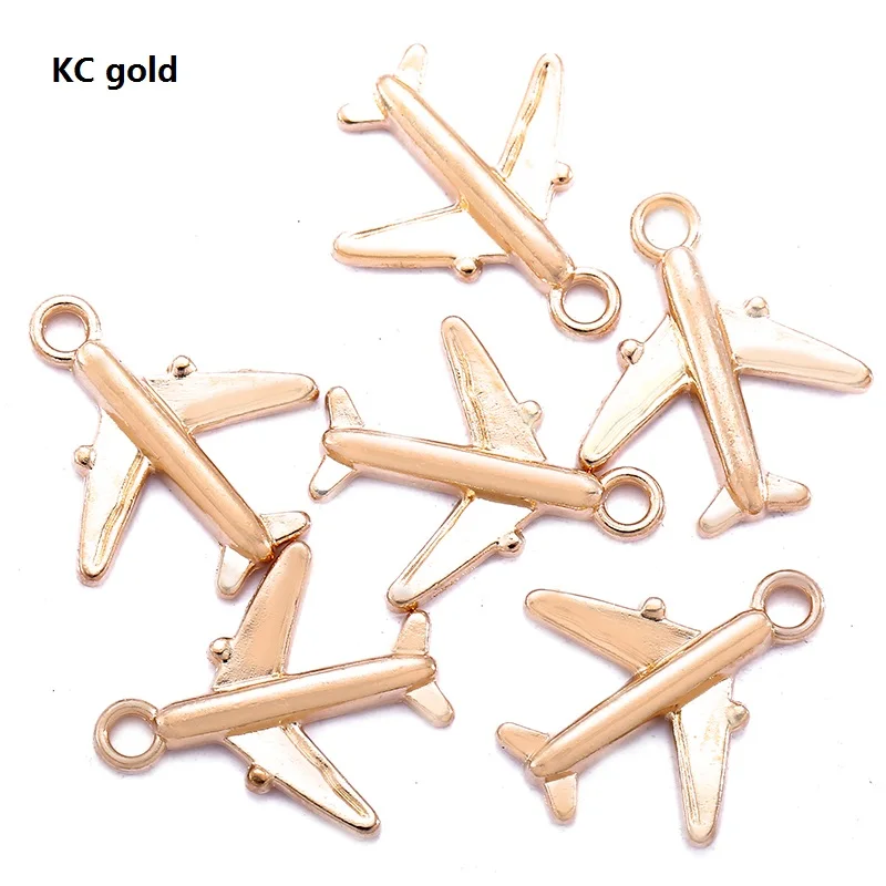 30pcs 17*15mm 5 Colors  Travel Aircraftplane Zinc alloy Charm Pendant DIY Bracelet necklace Jewelry Making