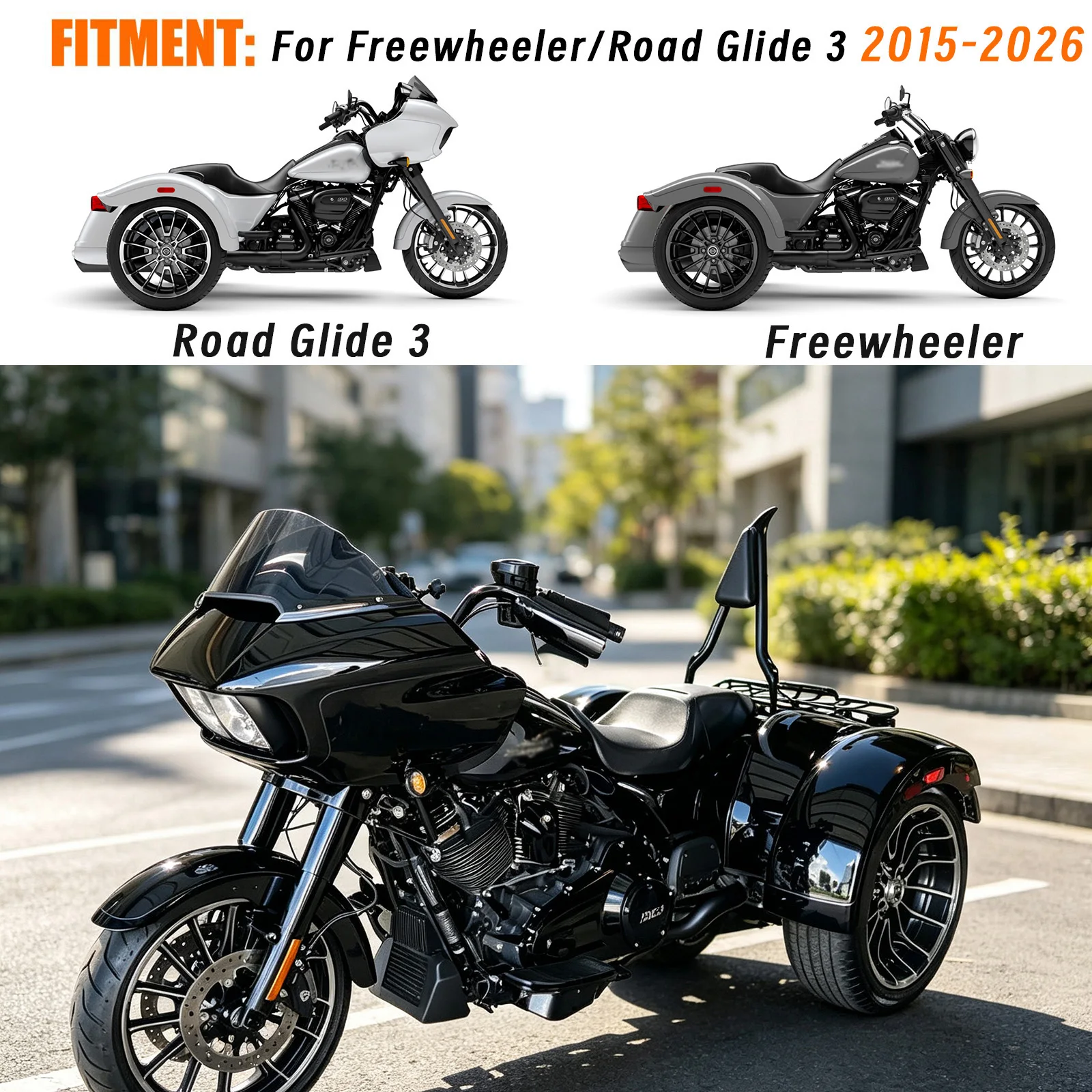 For Harley Road Glide 3 FLTRT 2023 FLRT Freewheeler 2015-2026 Detachable Motorcycle Rear Backrest Passenger Sissy Bar