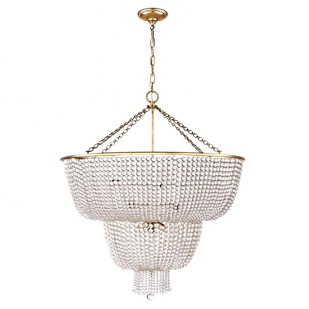 NorthAmericanVintageTwo-TierBeaded Chandelier Designer Lamp forLoft Staircase Living Dining Villa BedroomHotel High CeilingDecor