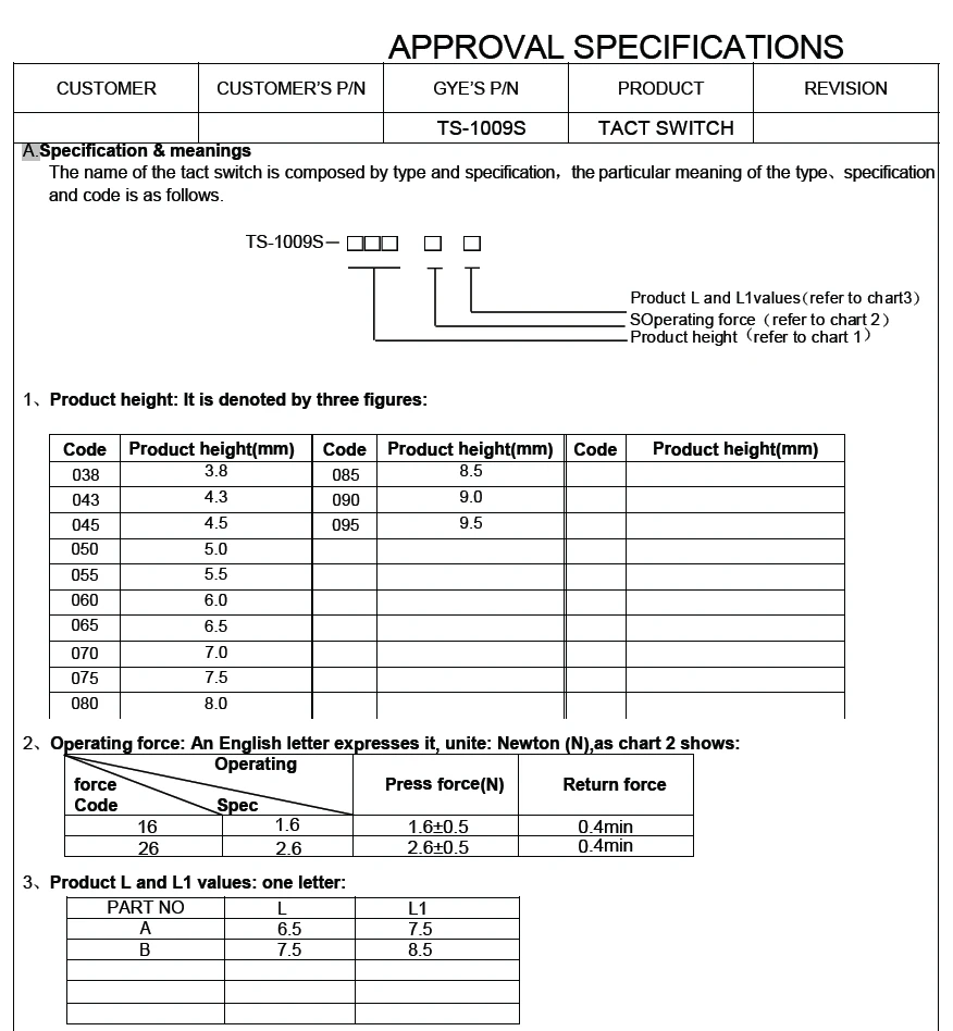 10PCS/TS-1009S-08026（4.5X4.5X8) TS-1009S-08526（4.5X4.5X8.5) TS-1009S-09026（4.5X4.5X9) TS-1009S-09526（4.5X4.5X9.5) Tact Switch