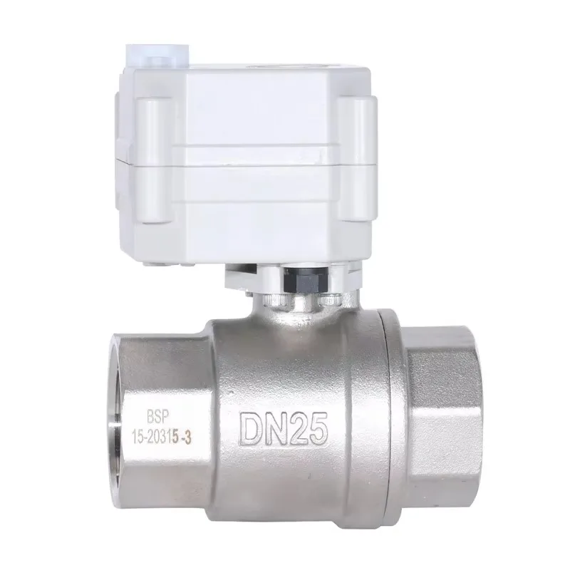 2 طريقة 1 بوصة DN25 الفولاذ المقاوم للصدأ صمام كرة الماء بمحرك DC12 DC24V