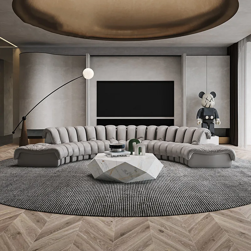 Snake Sofa  Leather Curved Modular Sectional Sofa Round Couch Set for Living Room