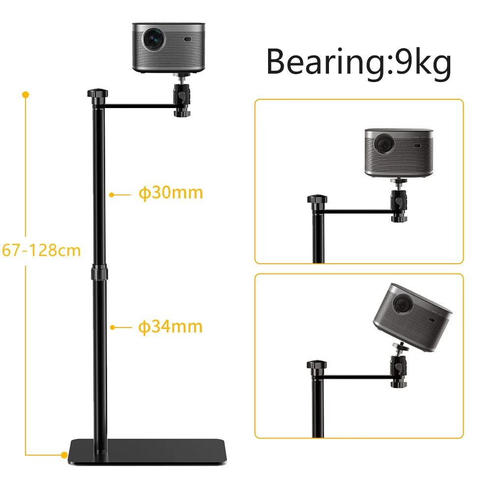 Floor Projector Support Stand Metal Holder Multi-angle Adjustable 360 ° Rotating Projector Bracket for Film Video Projector