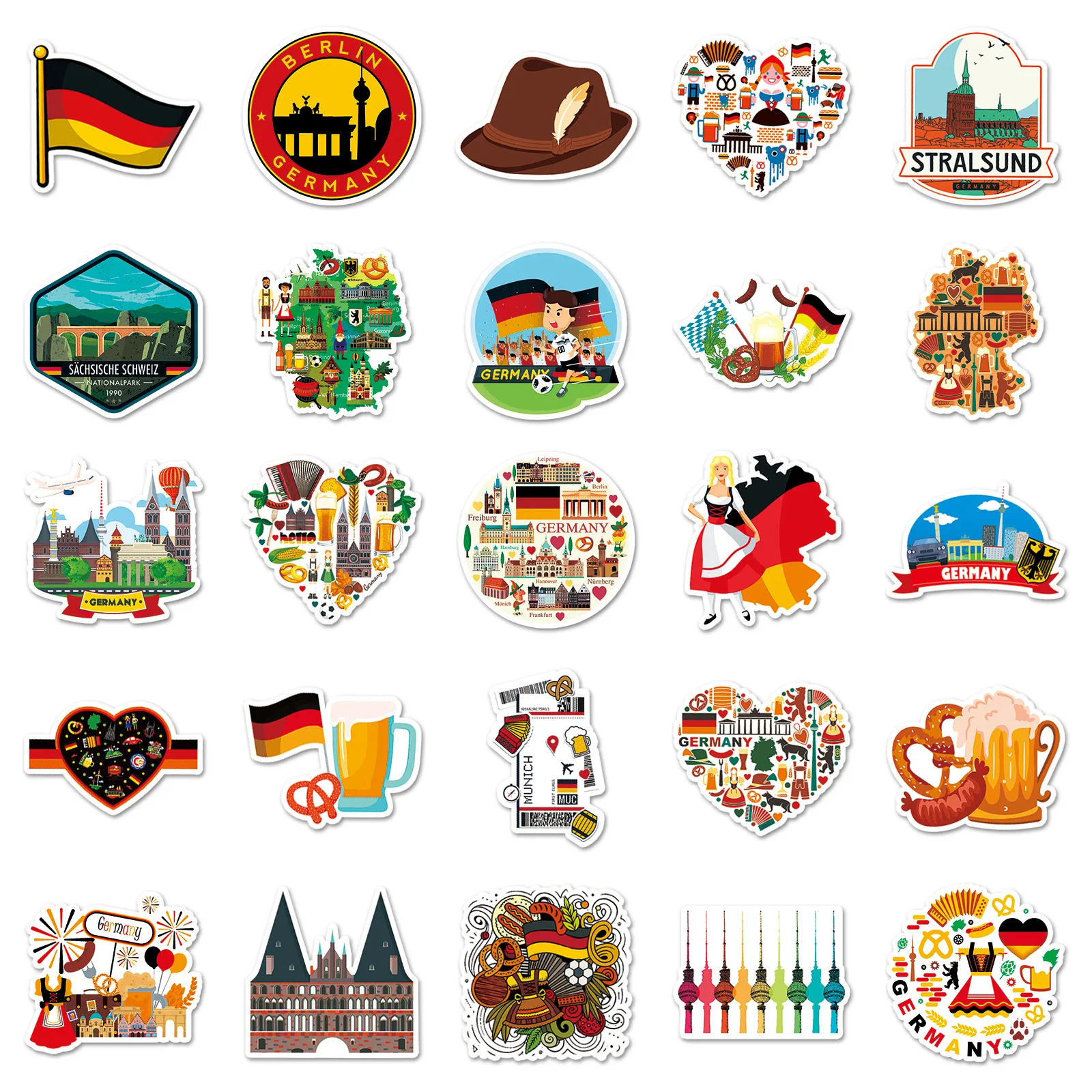 50Pcs German Style Series Graffiti Stickers Suitable for Laptop Helmets Desktop Decoration DIY Stickers Toys Wholesale