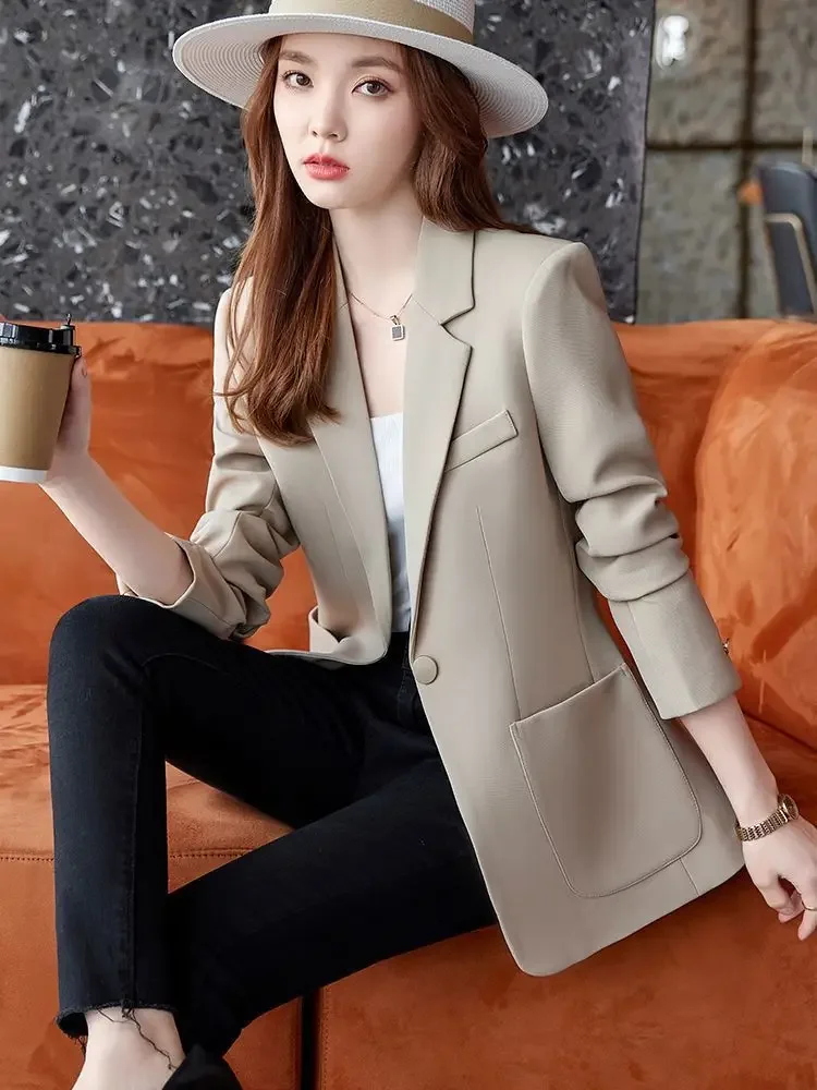 

Women'S Cropped Coat New in External Clothes Crop Ins Blazer Woman Temperamet Slim-Fit Crew Zip Age-Reducing Shimmer Full-Length