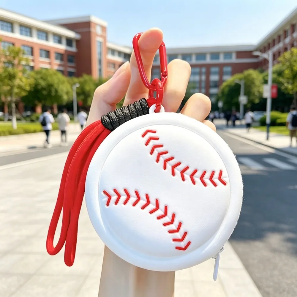 Creative Sports Silicone Coin Purse Basketball Football Volleyball Baseball Shaped Storage Bag Portable Headphone Box Keychain