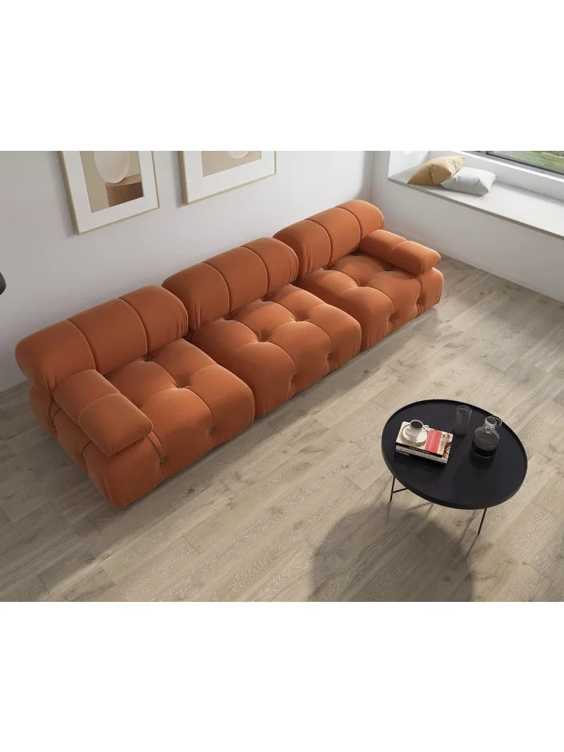 Sectional Sofa, 104\'\' Modular Sectional Couch Modern Velvet Sofa 3-Seater Couch for Living Room, Apartment(Orange)