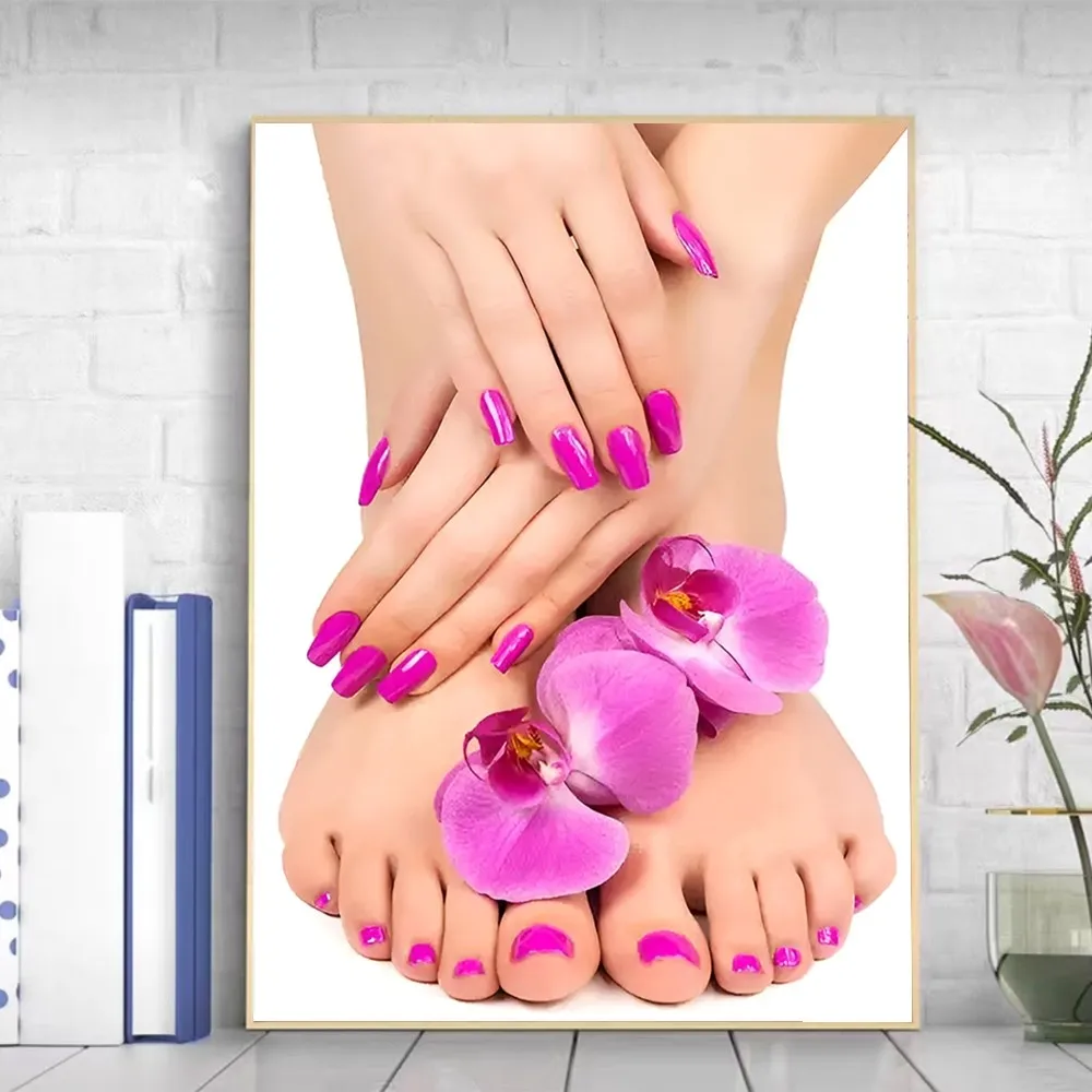 Fashion Manicure Colorful Foot Nials Print Poster autoadesivo Art Poster Retro Kraft Paper Sticker fai da te Room Vintage decorativo