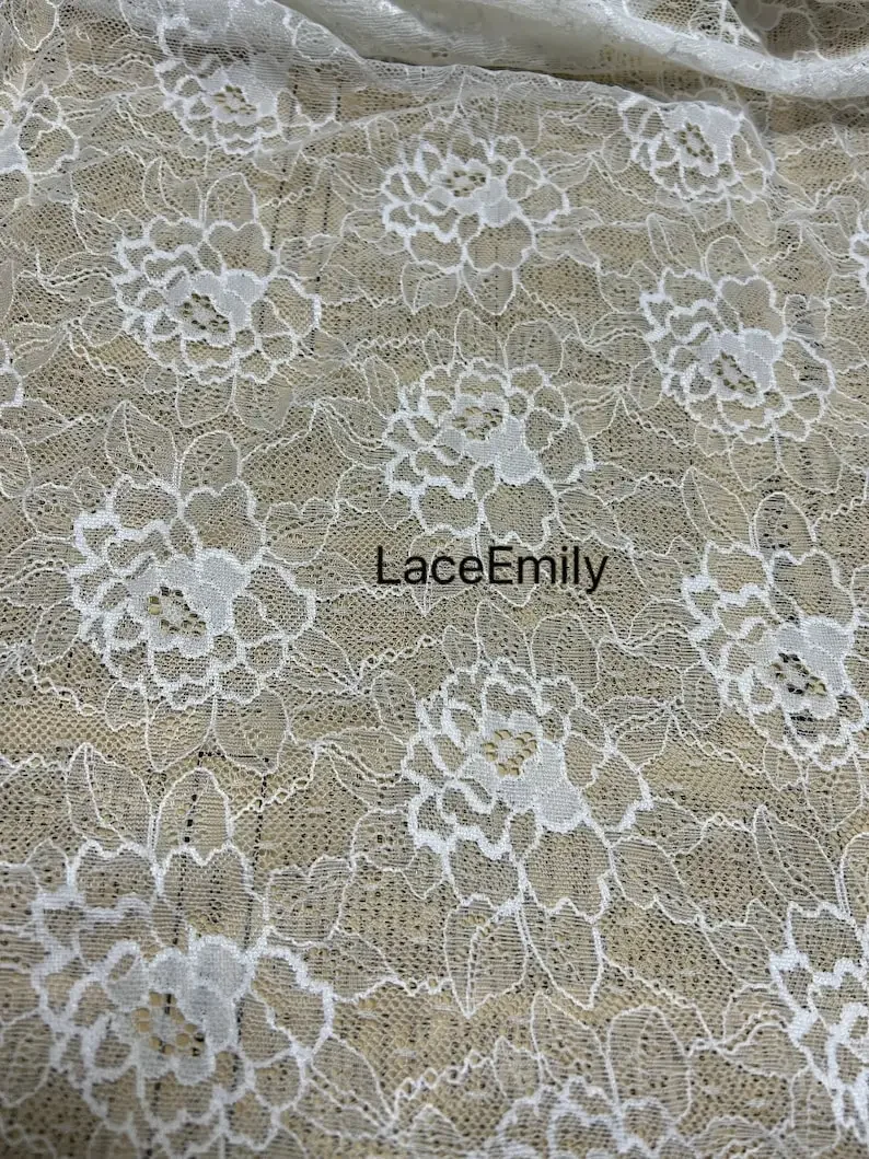 

Exquisite White black flower Embroidery lace Fabric, floral white Soft drape Stretch tulle for wedding bottoming shirt bridal ,