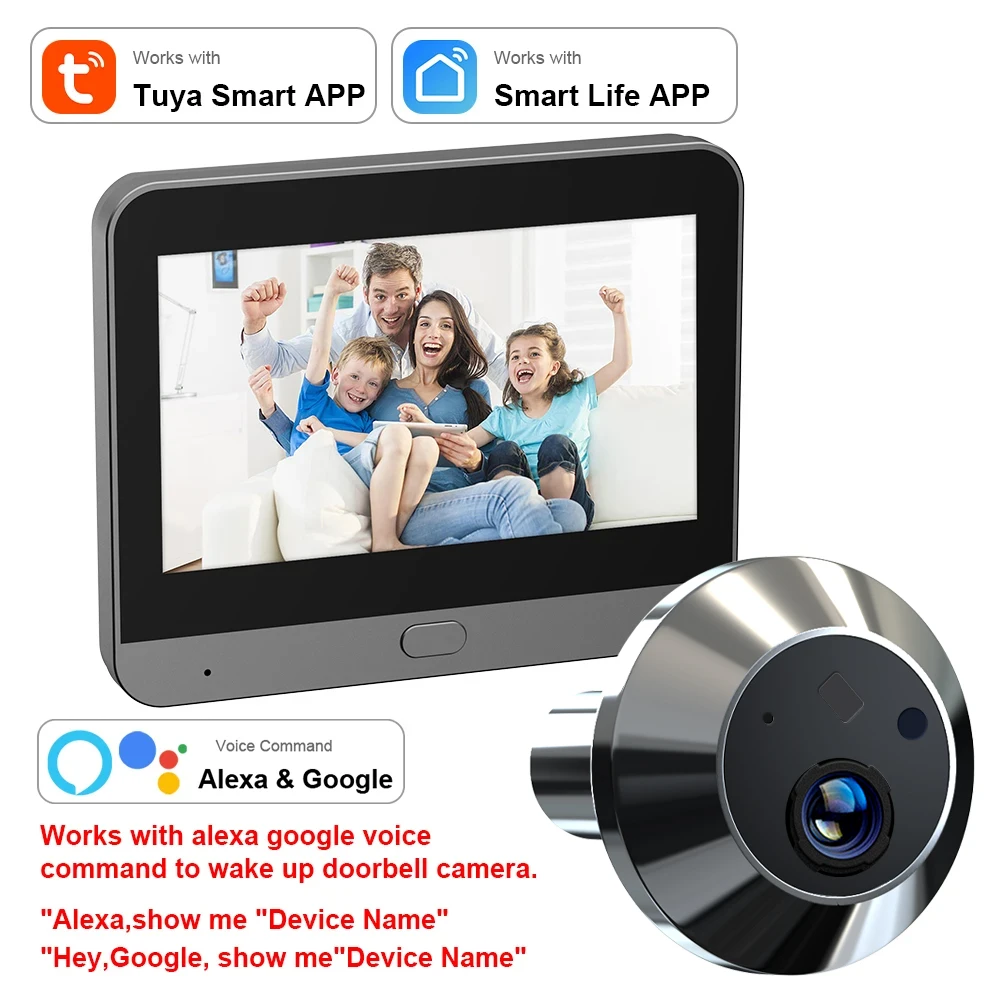 2025 A- Mini Smart Life Tuya 3MP 140° Wide View Angle 2.4Ghz WiFi Magic Door Peephole Eye PIR Camera Digital Door Viewer