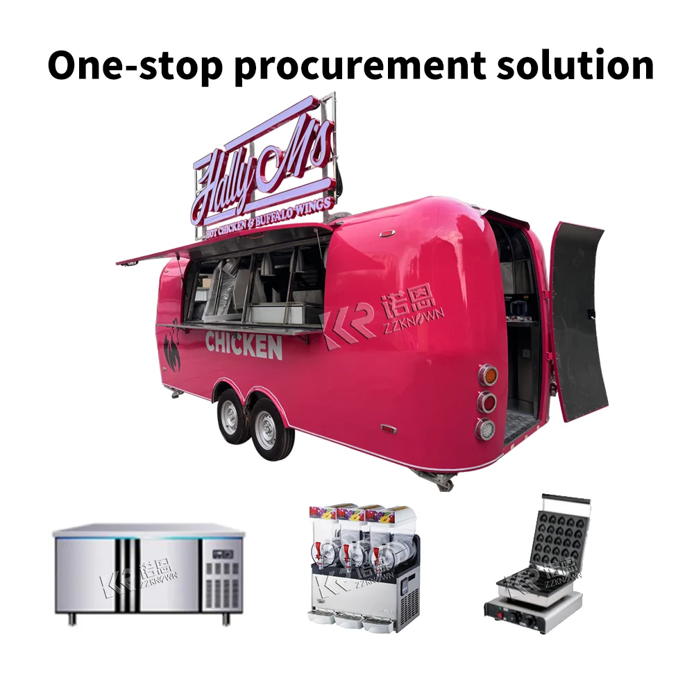 Fast Food Concession Trailer Custom Kitchen Equipments Snack Pizza Kiosk Food Truck Mobile Coffee Trailer