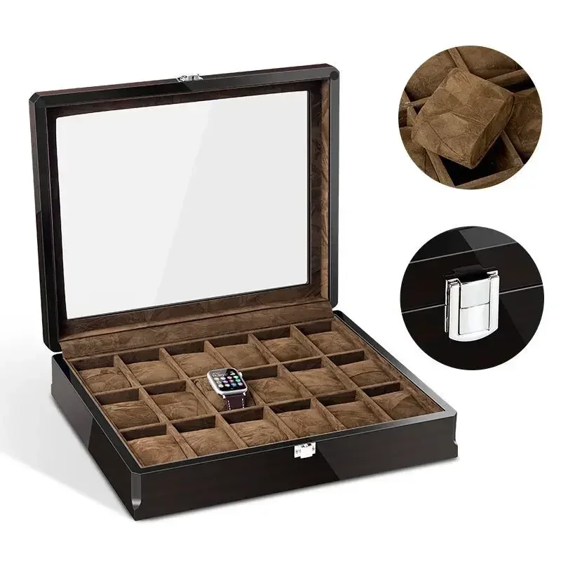 For R Sek Brand Watch Case High Grade Baking Varnish Ebony Grain Jewelry Display Storage Box Luxury Customizable Logo OEM