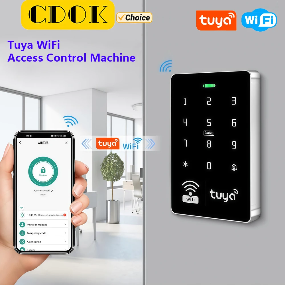 

CDOK Tuya WiFi-устройство контроля доступа, водонепроницаемое по стандарту IP68, с функцией ввода пароля и считывания карт, дистанционное разблокирование через приложение.