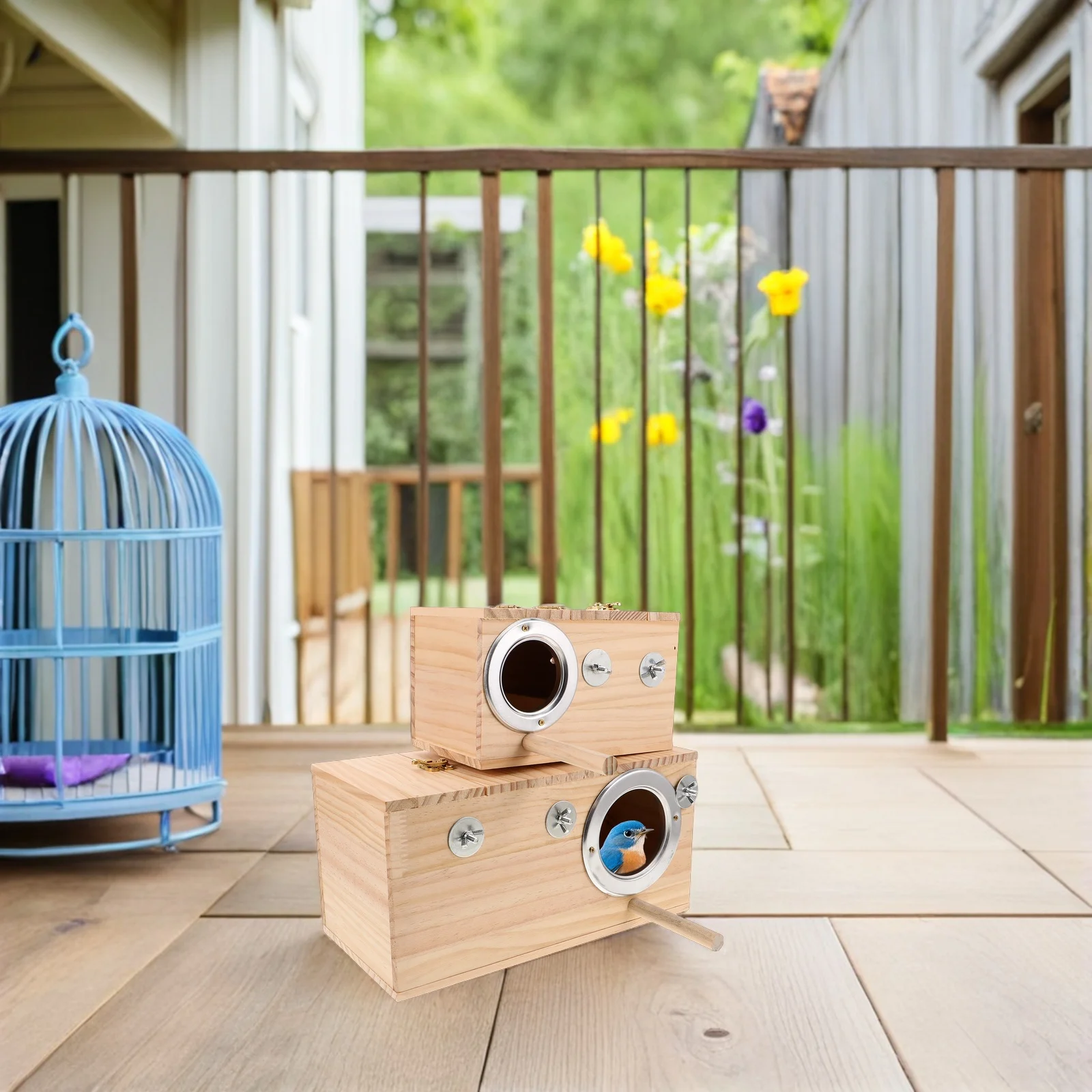 

2Pcs Wood Parrot Nesting Box Ideal for Small Parakeets Lovebirds Budgies Hanging Nest Breeding House Insulated