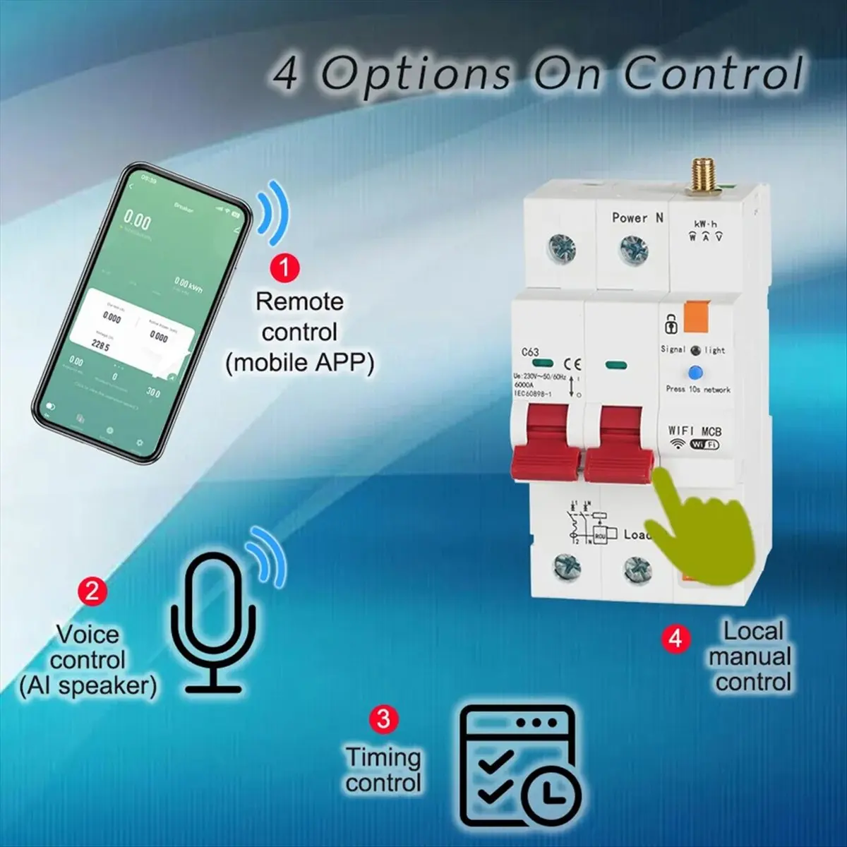 popop Tuya Smart WiFi RS485 2P 63A MCB Breaker Prepaid Meter Timer Switch Voltage Current Protector Voice Control Alexa