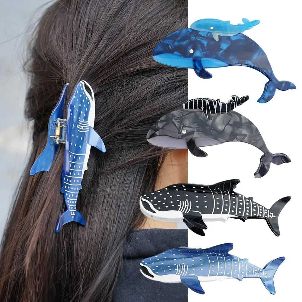 New Design Cartoon Marine Shark Hair Clips Cute Blue Whale Acetate Hair Claw Hair Tiara Accessories Vintage Jewelry Gifts