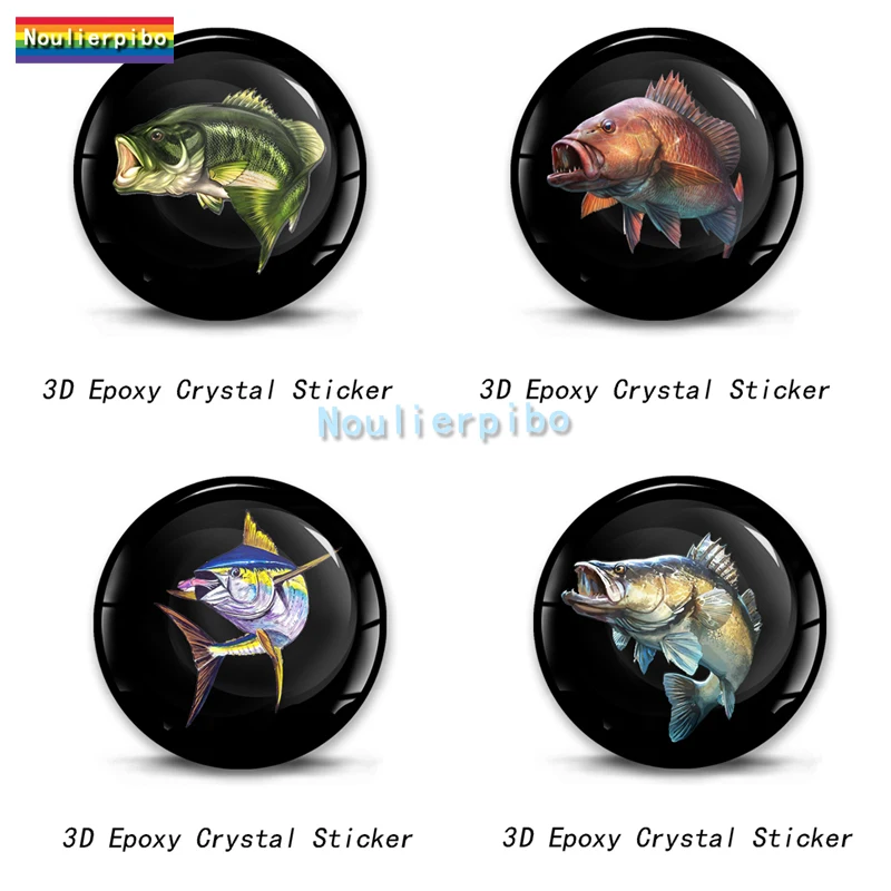 Personality 3D Epoxy Dome Car Sticker Deep Sea Largemouth Bass Shark Fish PVC Car Bumper Window Laptop Mobile Vinyl Decal